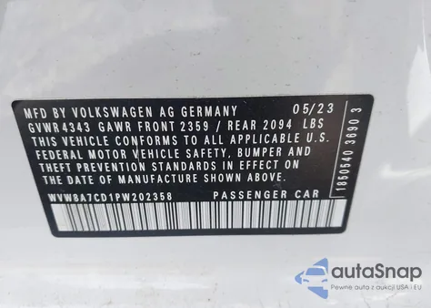 2023 Volkswagen Golf Gti 2.0T 40Th Anniversary Edition z USA, uszkodzony, nr VIN WVW8A7CD1PW202358